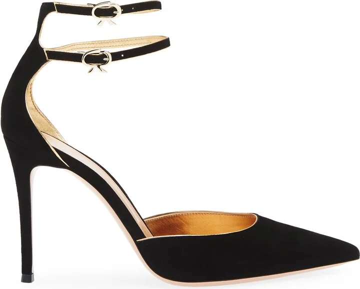 Camoscio Double Ankle Strap Pointed Toe d'Orsay Pump - Image 3