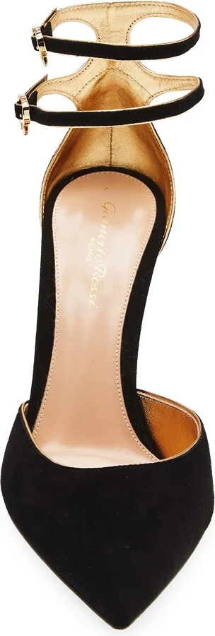 Camoscio Double Ankle Strap Pointed Toe d'Orsay Pump - Image 4