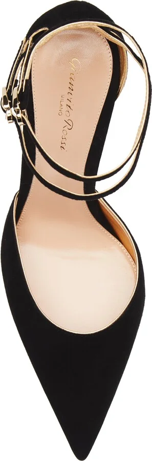 Camoscio Double Ankle Strap Pointed Toe d'Orsay Pump - Image 5