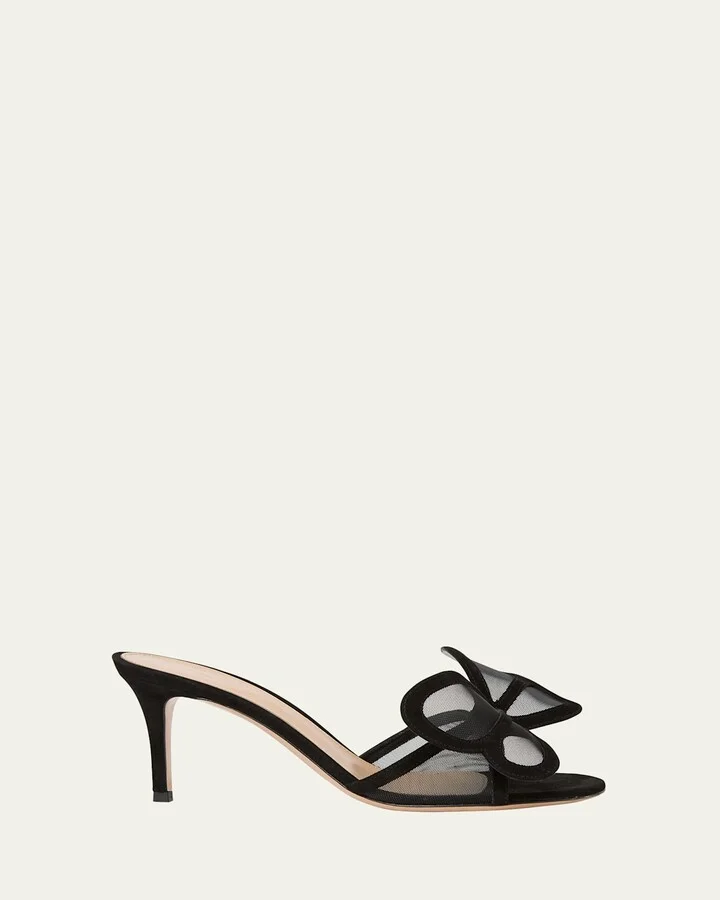 Camoscio Mesh and Leather Butterfly Sandals