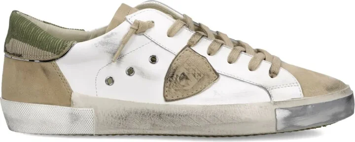 Camouflage-Panel Leather Sneakers