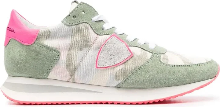 Camouflage-Pattern Suede Sneakers