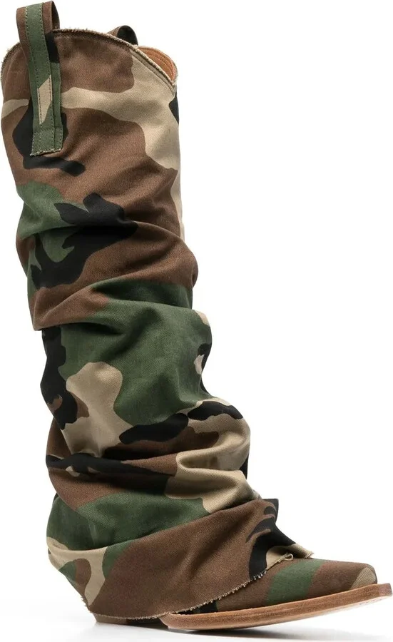Camouflage-Print 55mm Knee-High Boots - Image 2