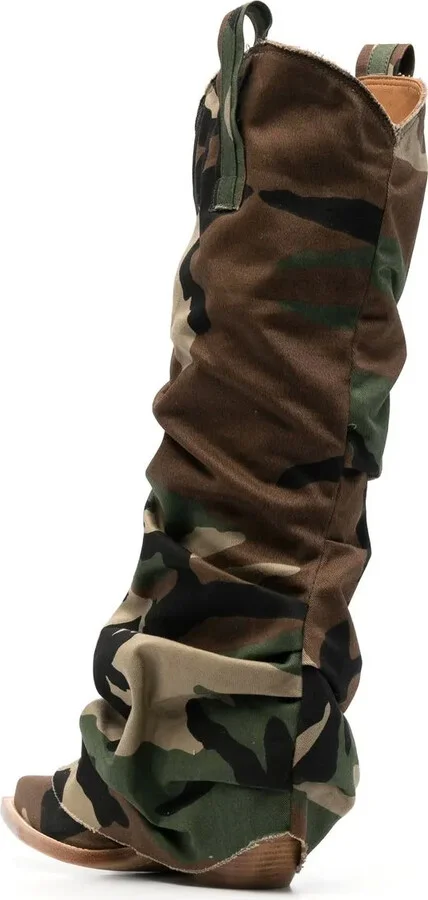 Camouflage-Print 55mm Knee-High Boots - Image 3