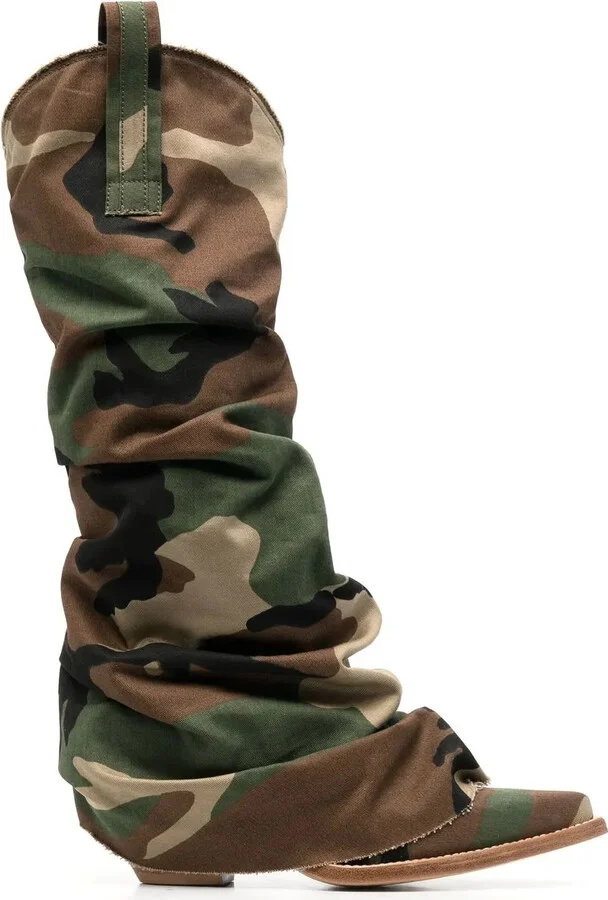 Camouflage-Print 55mm Knee-High Boots