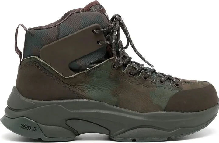 Camouflage-Print Lace-Up Boots