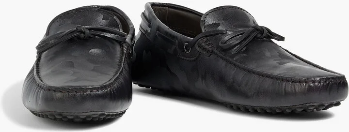 Camouflage-print textured-leather driving shoes - Image 2