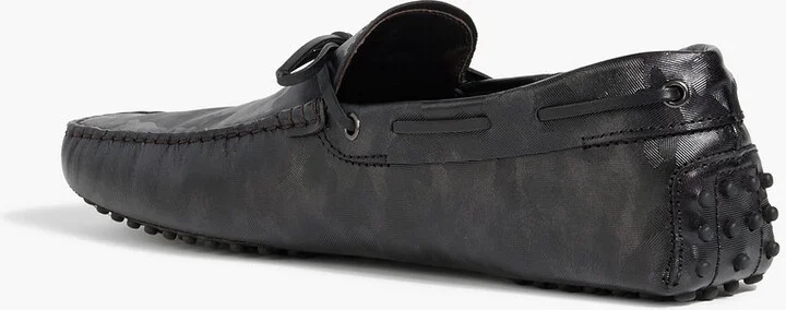 Camouflage-print textured-leather driving shoes - Image 3