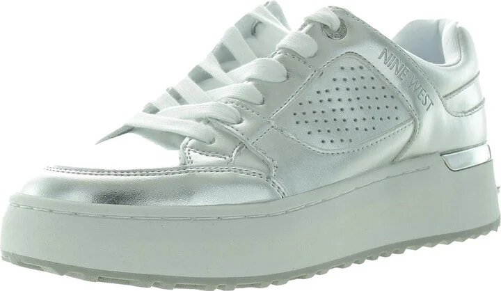 Camp Womens Metallic Faux Leather Casual And Fashion Sneakers
