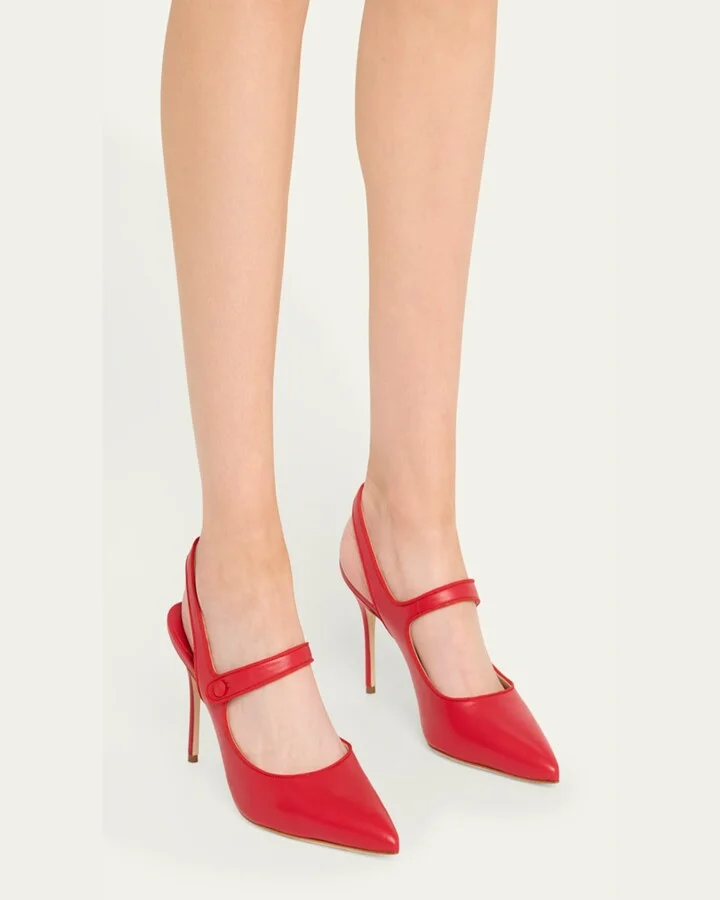 Camparisli Leather Mary Jane Slingback Pumps - Image 6