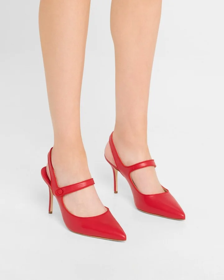 Camparisli Leather Mary Jane Slingback Pumps - Image 10