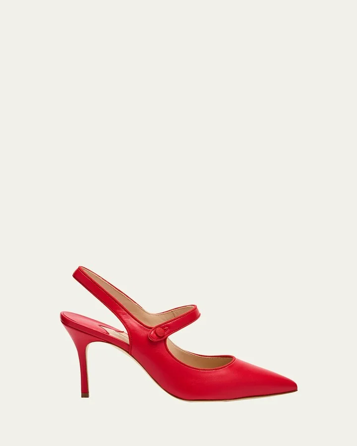 Camparisli Leather Mary Jane Slingback Pumps