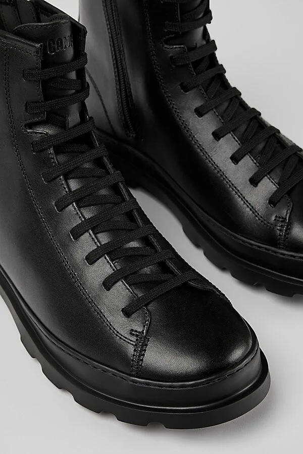 Camper Brutus Lace-Up Chunky Ankle Boots in Black - Image 2