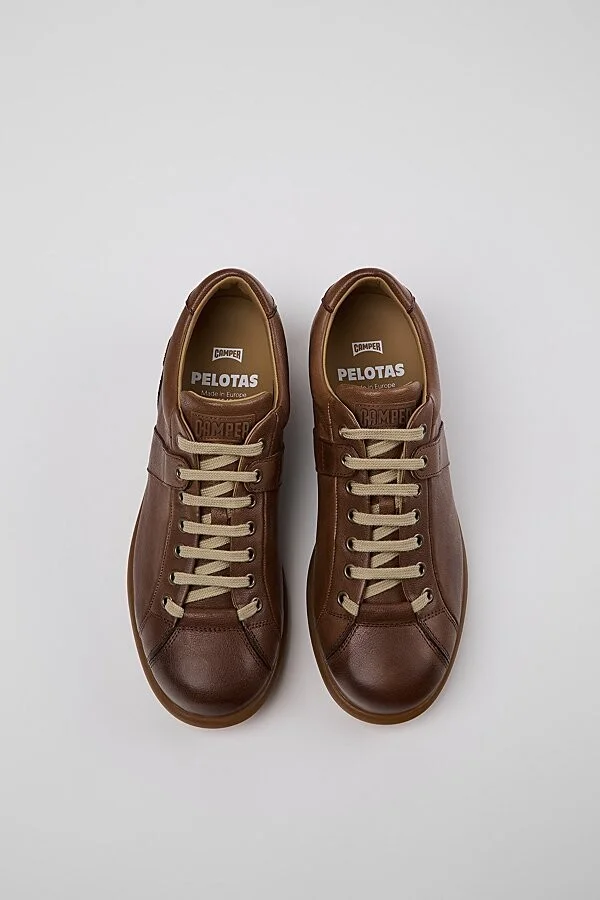 Camper Pelotas Ariel Leather Sneaker in Brown - Image 4