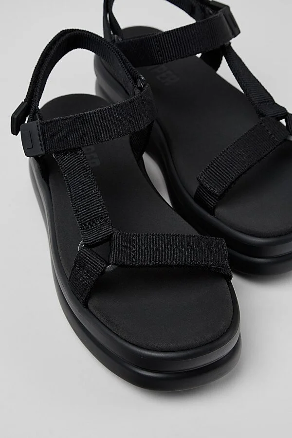Camper Pelotas Flota Up Platform Strap Sandal in Black