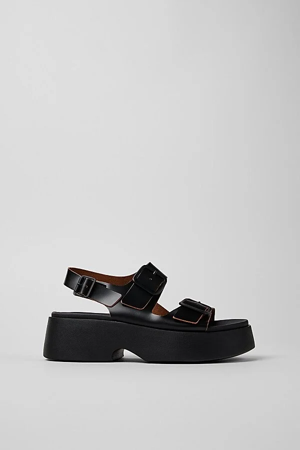 Camper Tasha Buckled Leather Sandal in Black - Image 2