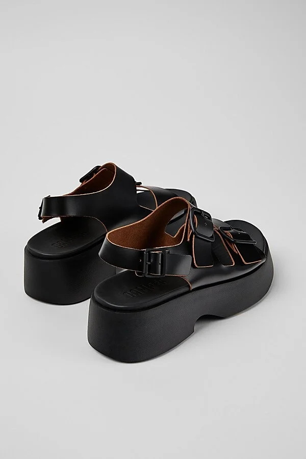 Camper Tasha Buckled Leather Sandal in Black - Image 3
