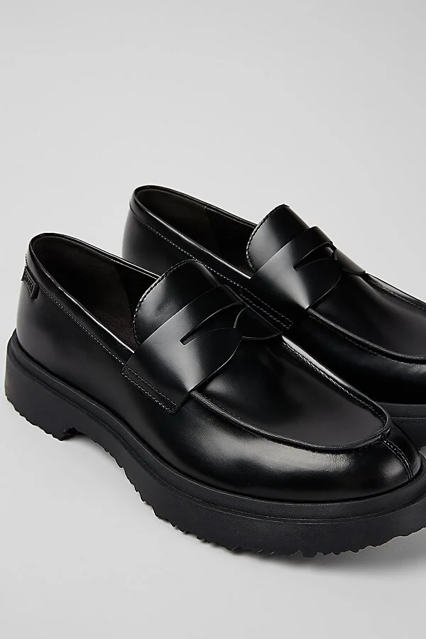 Camper Walden Leather Moc Toe Loafer Shoe in Black