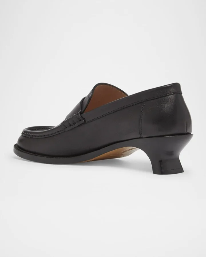 Campo Leather Kitten Penny Loafers - Image 7