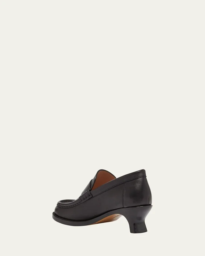 Campo Leather Kitten Penny Loafers - Image 4