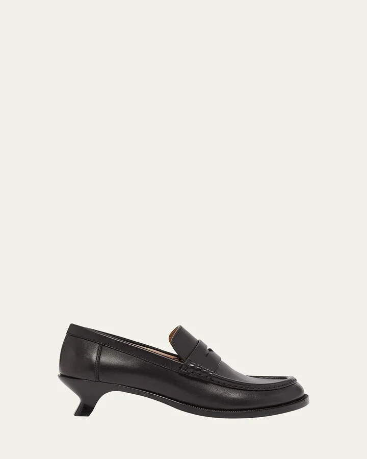 Campo Leather Kitten Penny Loafers