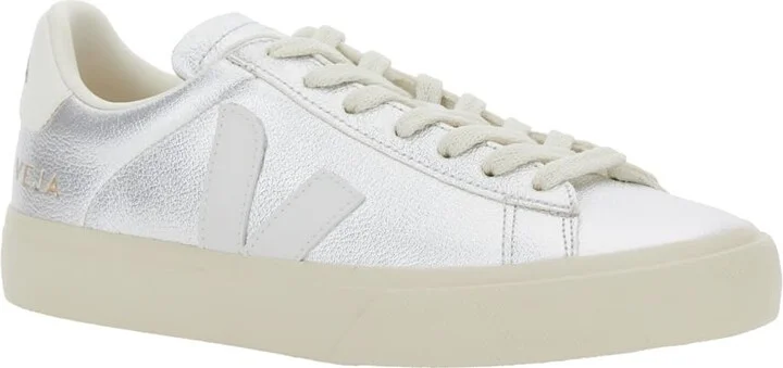 'campo' Metallic Low Top Sneakers With Logo Detail On The Side And Logo Lettering On The Heel In Leather Unisex - Image 2
