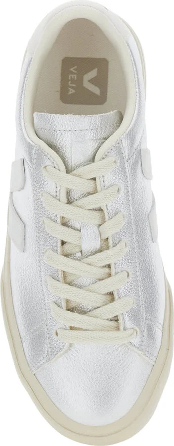 'campo' Metallic Low Top Sneakers With Logo Detail On The Side And Logo Lettering On The Heel In Leather Unisex - Image 4
