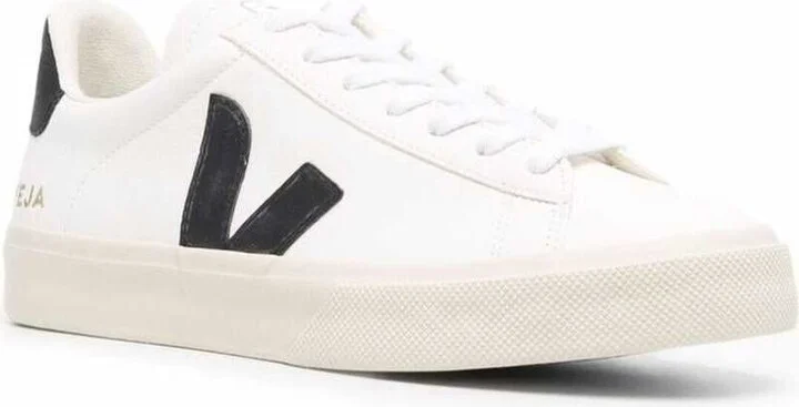 'Campo' White And Black Low Top Sneakers In Vegan Leather Unisex - Image 2