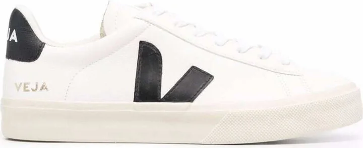 'Campo' White And Black Low Top Sneakers In Vegan Leather Unisex