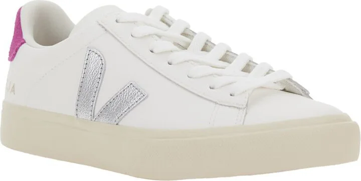 'Campo' White Low Top Sneakers With Contrasting Heel With Logo Lettering And Logo Patch On The Side In Leather Unisex - Image 2