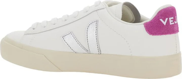 'Campo' White Low Top Sneakers With Contrasting Heel With Logo Lettering And Logo Patch On The Side In Leather Unisex - Image 3