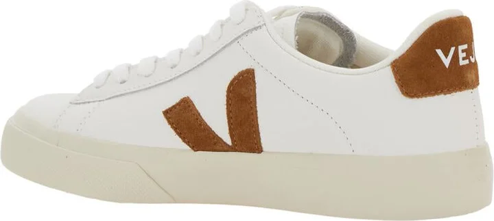 'Campo' White Low Top Sneakers With Contrasting Heel With Logo Lettering And Logo Patch On The Side In Leather Unisex - Image 3