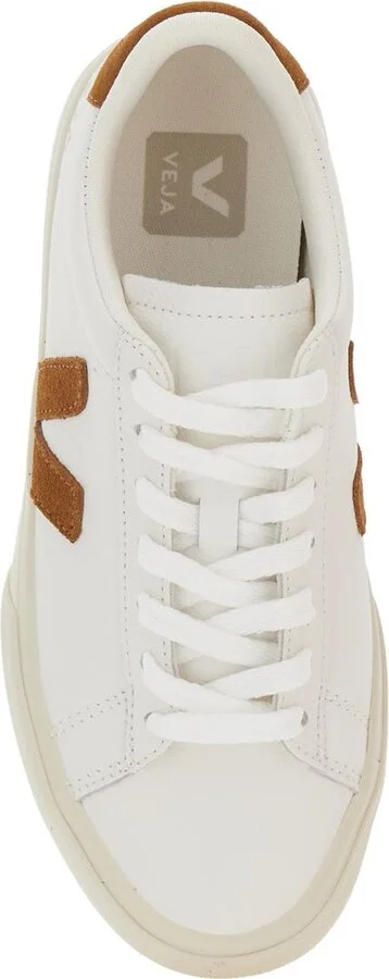 'Campo' White Low Top Sneakers With Contrasting Heel With Logo Lettering And Logo Patch On The Side In Leather Unisex - Image 4