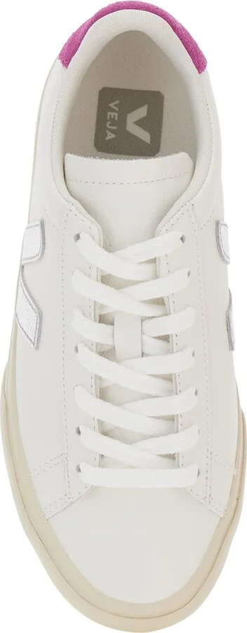 'campo' White Low Top Sneakers With Contrasting Heel With Logo Lettering And Logo Patch On The Side In Leather Unisex - Image 4
