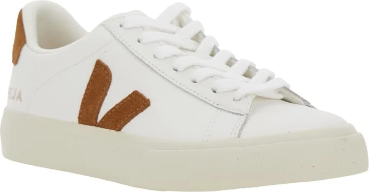'campo' White Low Top Sneakers With Contrasting Heel With Logo Lettering And Logo Patch On The Side In Leather Unisex - Image 2