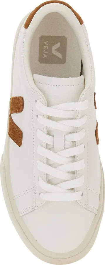 'campo' White Low Top Sneakers With Contrasting Heel With Logo Lettering And Logo Patch On The Side In Leather Unisex - Image 4