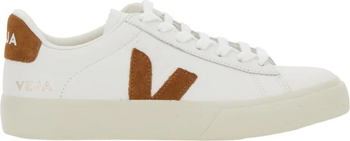 'Campo' White Low Top Sneakers With Contrasting Heel With Logo Lettering And Logo Patch On The Side In Leather Unisex