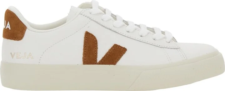 'campo' White Low Top Sneakers With Contrasting Heel With Logo Lettering And Logo Patch On The Side In Leather Unisex