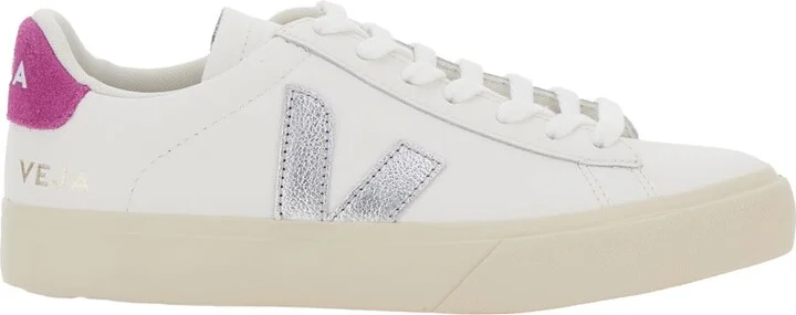 'campo' White Low Top Sneakers With Contrasting Heel With Logo Lettering And Logo Patch On The Side In Leather Unisex