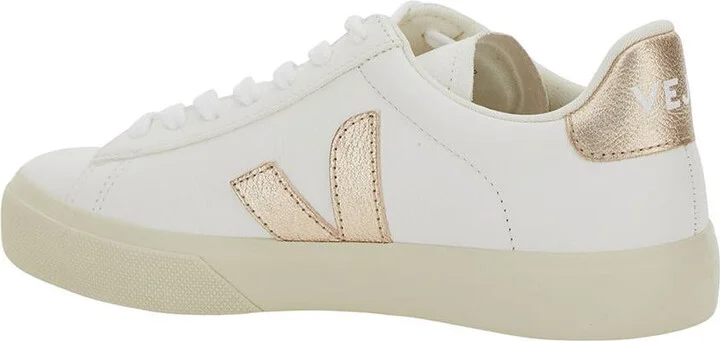 'Campo' White Low Top Sneakers With Metallic Logo In Leather Woman - Image 3