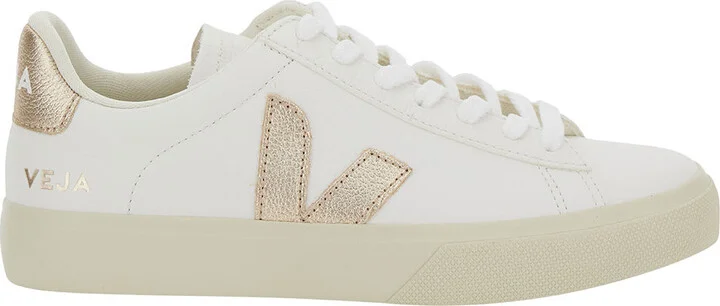 'campo' White Low Top Sneakers With Metallic Logo In Leather Woman