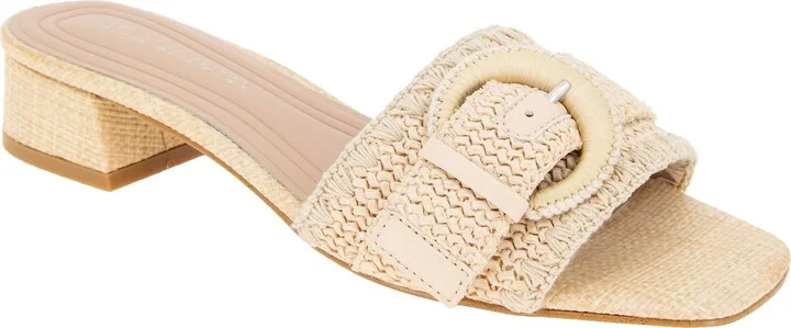 Camri Buckled Raffia Slide Sandal