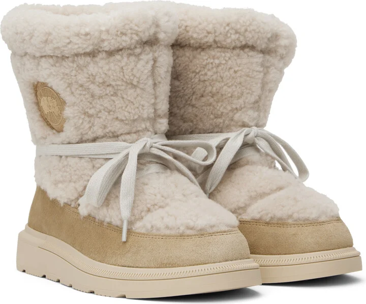 Canada Goose Beige Demma Shearling Puffer Boots - Image 4