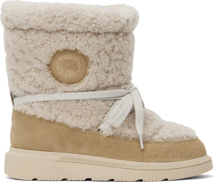 Canada Goose Beige Demma Shearling Puffer Boots