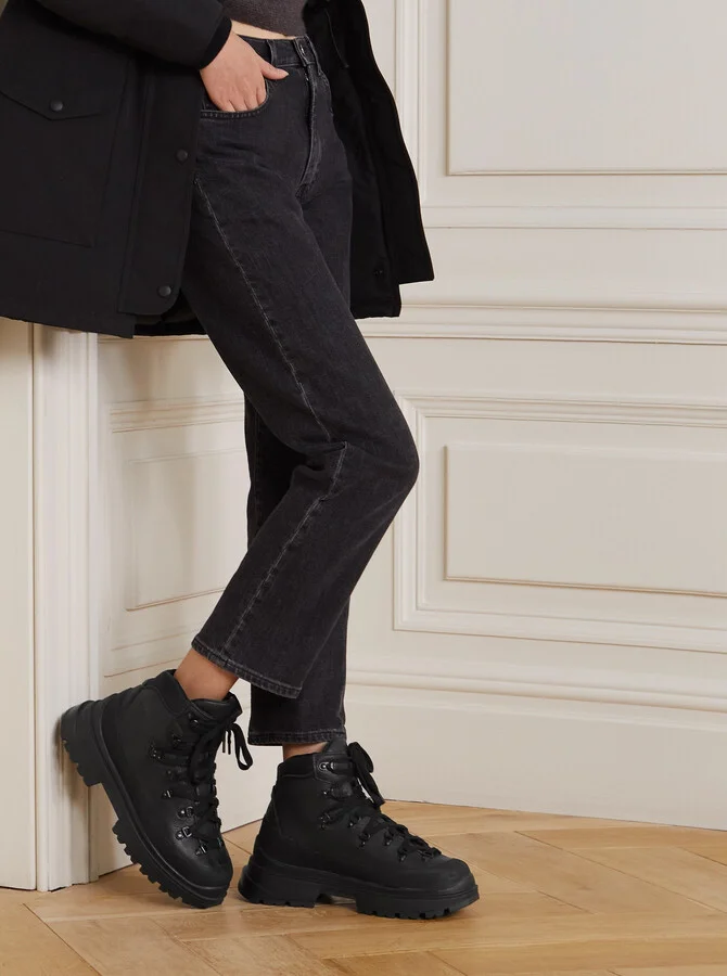 Canada Goose - Journey Shell-trimmed Textured-leather Ankle Boots - Black - Image 2