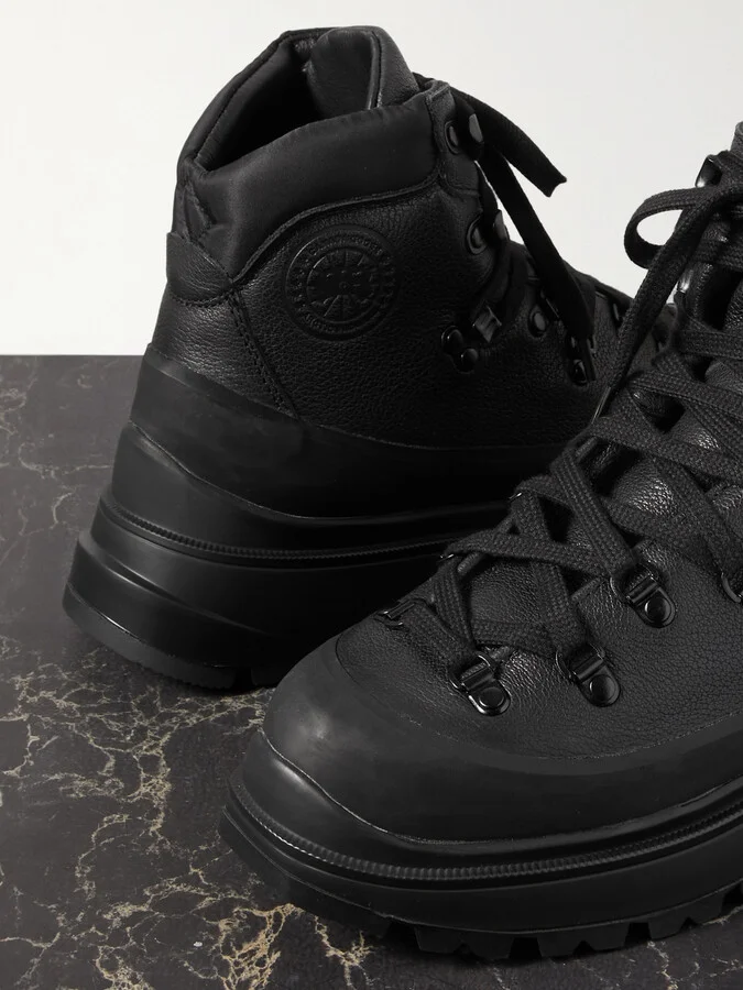 Canada Goose - Journey Shell-trimmed Textured-leather Ankle Boots - Black - Image 4