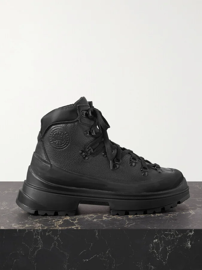 Canada Goose - Journey Shell-trimmed Textured-leather Ankle Boots - Black