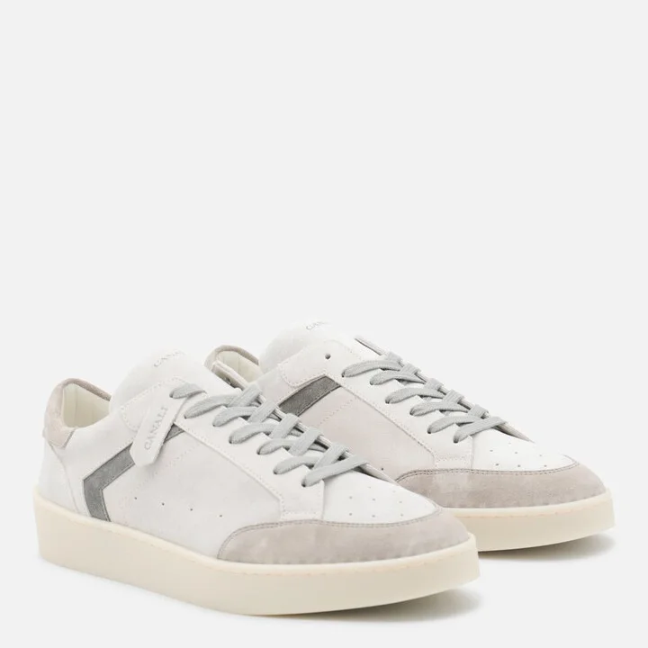 Canali White And Grey Leather Sneakers - Image 2