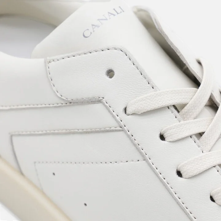 Canali White Leather Sneakers - Image 4