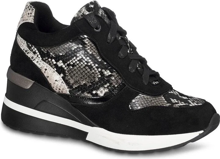 Canali Womens Faux Suede Snake Print Fashion Sneakers
